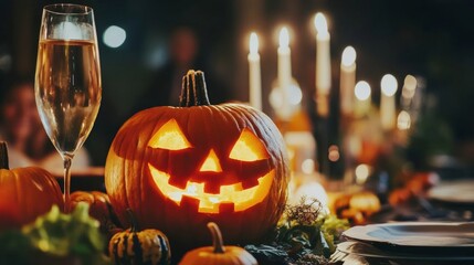 Jack-o'-lantern with a spooky smile pumpkin for Halloween