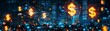 © Stock Spectrum - Digital Dollar Cityscape A Neon Glow Over a Modern Metropolis, finance, cityscape, futuristic