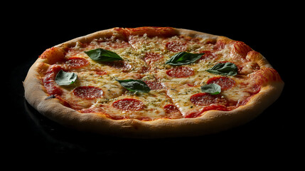 pizza isolated on black background