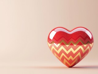 Sticker - Red heart with gold zigzag pattern.