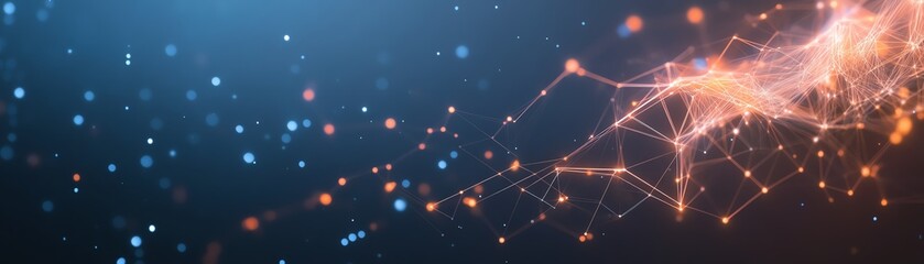 Abstract technology background with connecting lines and dots, digital network connection concept, futuristic design.