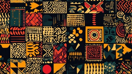 African Textures Black Ethnic Art Abstract Geometric Tribal Designs Luxury Patterns Bright Ethnic Patchwork Aztec Templates Seamless Sun Ethnic Patterns