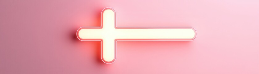 Wall Mural - Neon Cross Symbol on Pink Background.