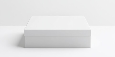 Wall Mural - a glossy, white square box with a removable lid, isolated on a seamless white surface