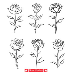 Sticker - Mysterious Rose Line Art  Intriguing Floral Sketch for Enigmatic Artworks, Mystical Symbols, and Tarot Decks