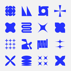 Wall Mural - set of neomodern geometric shapes. brutalism, futuristic, memphis pattern ackground. collection of b