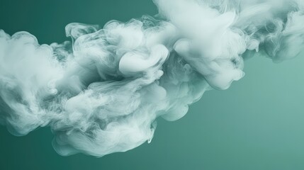 Wall Mural - Abstract swirling cloud and smoke against a clean, muted green background, representing tech and tranquility