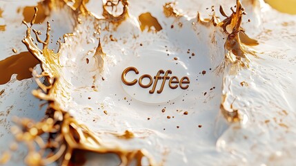 An artistic cinematic 3D rendering of coffee, Poster illustration, creative.