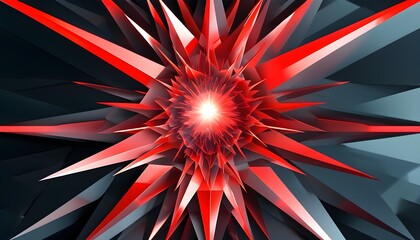 Dynamic red spike geometry radiating from a central point, showcasing bold and striking visual impact