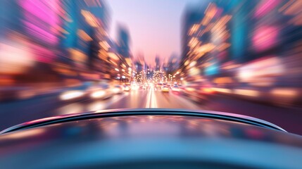 Wall Mural - a self driving car navigating a busy city street, highlighting the role of ai in revolutionizing tra