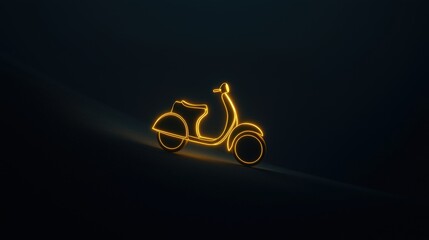 Wall Mural - Neon Scooter Silhouette on Dark Background