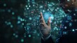 © Amornrat - Businessman interacting with futuristic digital interface, technology, innovation, data visualization in a modern workspace.
