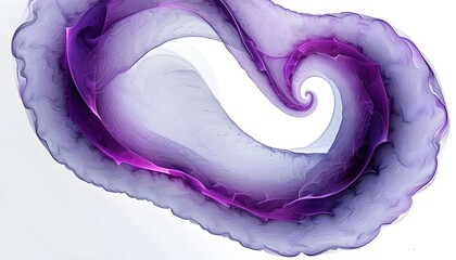 Smooth purple abstract fractal texture on white background with intricate designs and flowing patterns