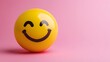 © DeepView - A cheerful yellow smiley face on a pink background, symbolizing happiness and positivity.