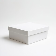 Wall Mural - a sleek, minimalistic white gift box with a removable lid, placed on a clean white background