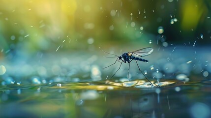 Mosquito by the water close up