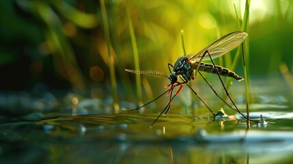 Mosquito by the water close up