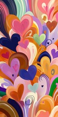 Colorful abstract hearts illustration showcasing vibrant shapes and warm tones.