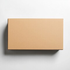 Wall Mural - A plain rectangular cardboard box mockup, isolated on a clean white background with soft shadows