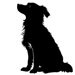 Canvas Print - A black silhouette of a dog clip art on white background 