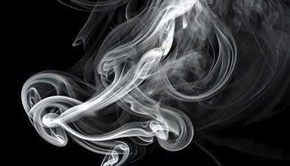 Ethereal black and white smoke swirls creating a captivating abstract composition, evoking a mysterious atmosphere ideal for artistic wallpapers and creative designs