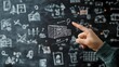 © Chalit - Hand Pointing at Digital Marketing Chalk Sketch for Cargo Delivery Service Logistics