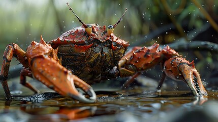 Close-Up of a Crab in Water