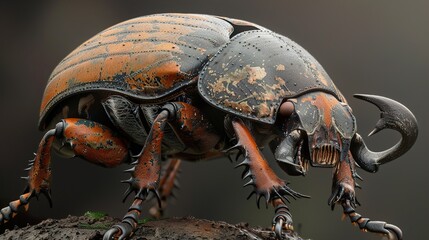 Close-Up of a Striking Beetle with Detailed Exoskeleton