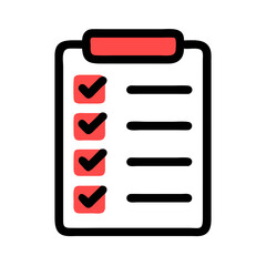 To-do list vector icon illustration in red and black for productivity concept
