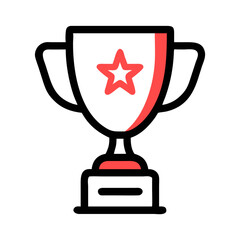 Trophy vector icon illustration in red and black for achievement concept
