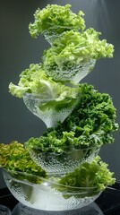 Sticker - Fresh Green Lettuce in Water with Bubbles - Still Life Photography