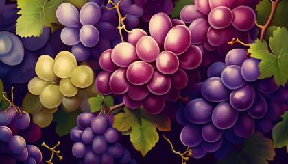  Grapes panorama background, displaying bunches of juicy grapes. _1(499)