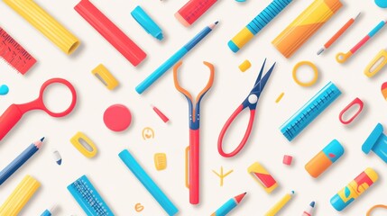 Colorful School Supplies Pattern