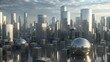© Cornflakesei - Futuristic Cityscape   Metallic Skyscrapers and Spheres