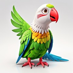 Wall Mural - 3d illustration of two parrots on a white background