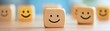 © Kittipong - Smile wooden cube. Representing employee happiness and Positive feeling.