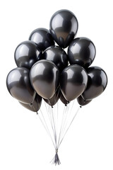 bunch of black balloons isolated on white and transperent background, black Friday concept.