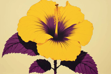 Vibrant yellow hibiscus art