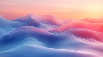 Sticker - Surreal, colorful landscape with rolling hills, blending shades of pink, blue, and orange under a vibrant sky