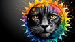 © StasySin - A digital artwork of a tiger's face merged with vibrant splash of watercolor