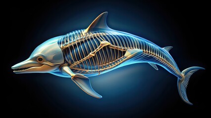 Wall Mural - Dolphin Skeleton X ray Anatomy  D Render