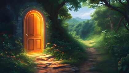 Wall Mural - Radiant Entrance to Vibrant Nature Symbolizing Fresh Starts and New Journeys