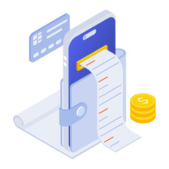 Canvas Print - Billing app icon designed in isometric style 