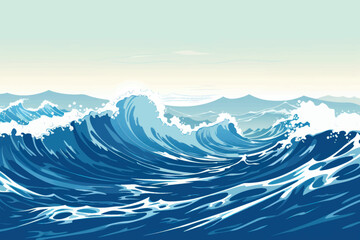 Naklejka na meble Vibrant ocean waves illustration