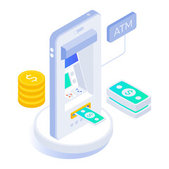 Wall Mural - An isometric style icon of mobile withdrawal 