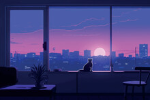 猫のシルエットの夕日 無料画像 - Public Domain Pictures