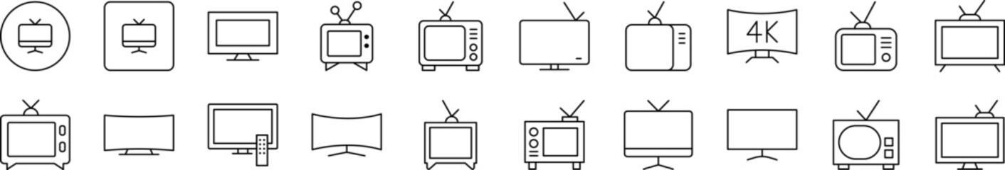 Wall Mural - tv set line icon set. editable stroke. minimalistic linear pictogram for design of cards, apps, bann