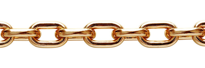 a golden chain isolated on transparent background.