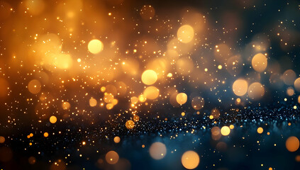 Wall Mural - a stunning abstract background of glowing golden and blue bokeh lights, perfect for festive or creat