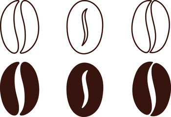  Minimalist Coffee Bean Icons in Various Artistic Styles for Cafe Branding and Design